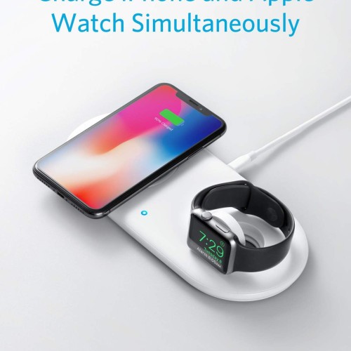 Anker Wireless Charging Station, 2 in 1 PowerWave+ Pad with Holder for Apple Watch